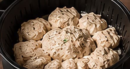 Marinated chicken pieces arranged in a single layer in an air fryer basket
