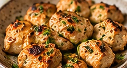 Air fried chicken malai tikka with charred edges, garnished with fresh coriander